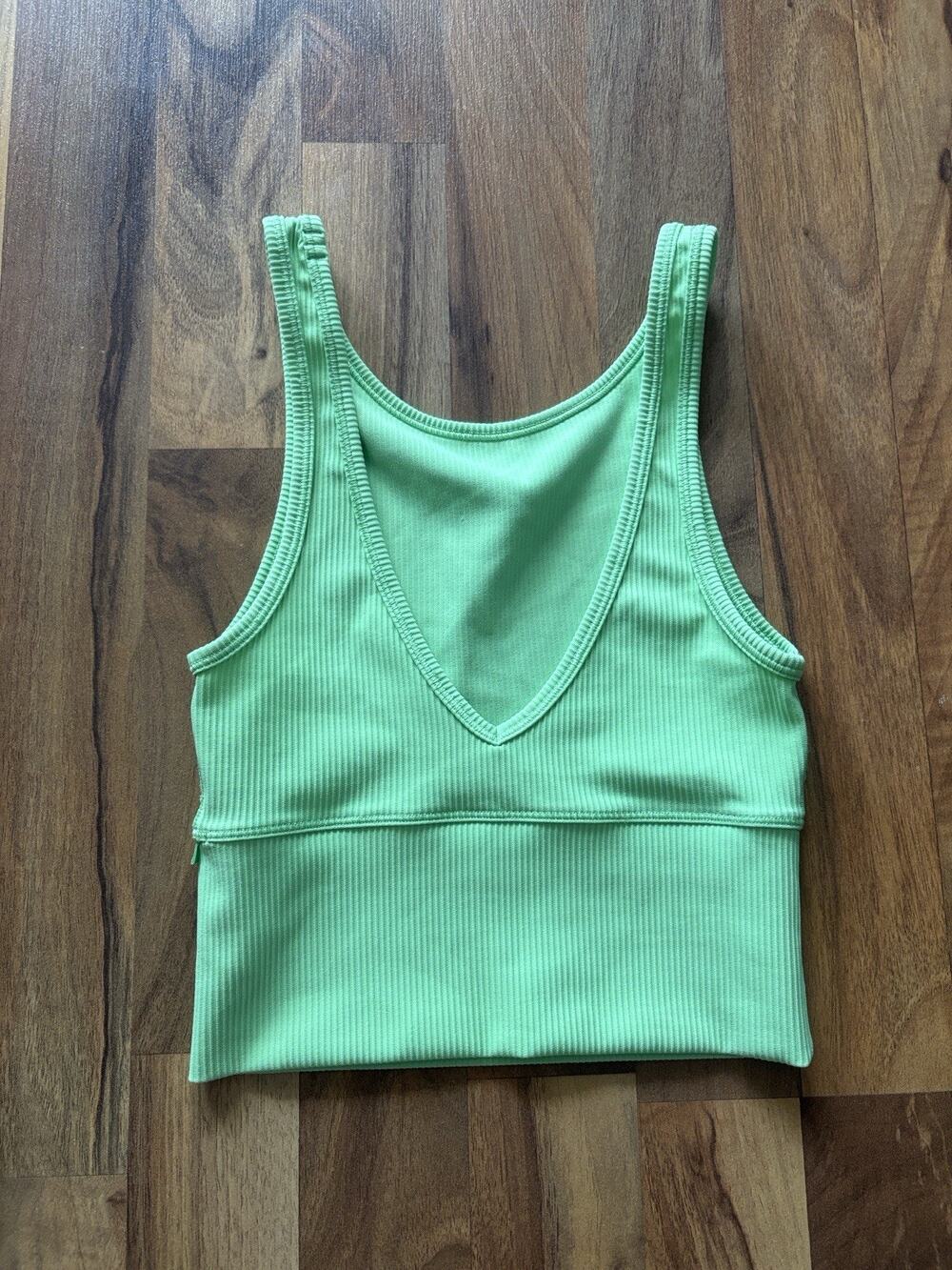 lululemon athletica Neon Green Ribbed V-Neck Crop Top Size 2